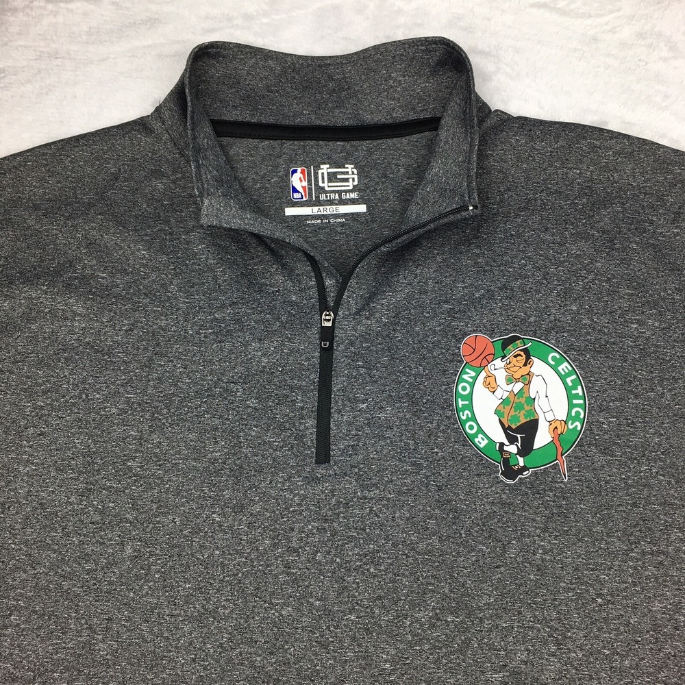 NBA Ultra Game BOSTON‎ CELTICS 1/4 Zip Pullover Mens Large Gray Logo